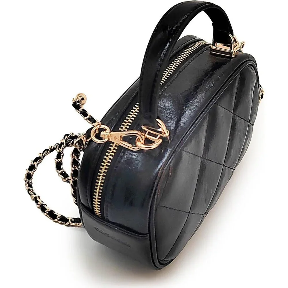Genuine Leather Crossbody Bag Small Compact Adjustable Chain for Women